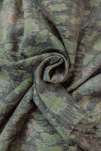 画像11: O1002N 女性用 紬   シルク（正絹） 淡い灰色,  葉 【中古】【USED】【リサイクル】 ★★☆☆☆【O1002N】 (11)