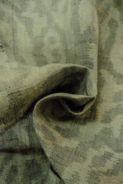 画像12: O1002O 女性用 紬   麻 灰色がかった緑色,  更紗 【中古】【USED】【リサイクル】 ★☆☆☆☆【O1002O】 (12)