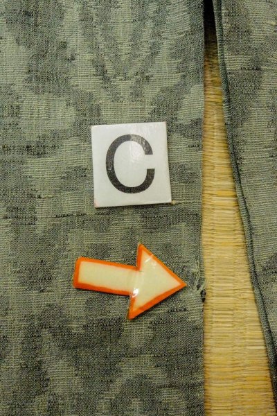 画像16: O1002O 女性用 紬   麻 灰色がかった緑色,  更紗 【中古】【USED】【リサイクル】 ★☆☆☆☆【O1002O】 (16)