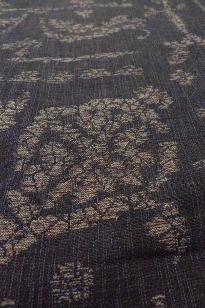 画像9: O1002P 女性用 織   シルク（正絹） 黒,  唐花 【中古】【USED】【リサイクル】 ★★★☆☆【O1002P】 (9)