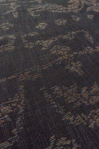 画像10: O1002P 女性用 織   シルク（正絹） 黒,  唐花 【中古】【USED】【リサイクル】 ★★★☆☆【O1002P】 (10)