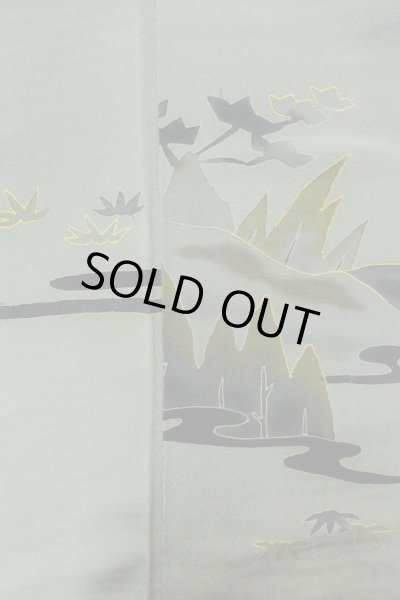 画像14: O1002S 女性用 色無地   シルク（正絹） 薄い灰色がかった緑色,  【中古】【USED】【リサイクル】 ★★☆☆☆【O1002S】 (14)