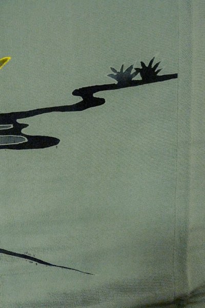 画像15: O1002S 女性用 色無地   シルク（正絹） 薄い灰色がかった緑色,  【中古】【USED】【リサイクル】 ★★☆☆☆【O1002S】 (15)