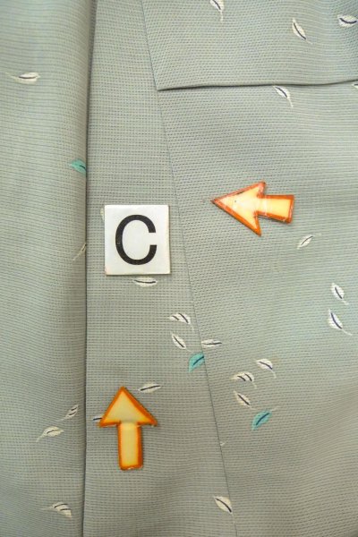 画像16: O1002W 女性用 付下げ   シルク（正絹） 薄い灰色がかった水色,  葉 【中古】【USED】【リサイクル】 ★☆☆☆☆【O1002W】 (16)