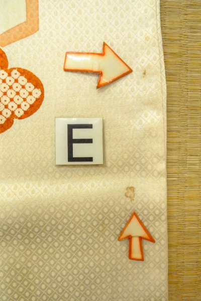 画像21: O1003A 女性用 訪問着   シルク（正絹） 光沢のあるアイボリー,  花 【中古】【USED】【リサイクル】 ★★☆☆☆【O1003A】 (21)