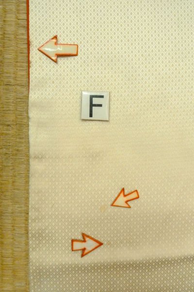 画像22: O1003A 女性用 訪問着   シルク（正絹） 光沢のあるアイボリー,  花 【中古】【USED】【リサイクル】 ★★☆☆☆【O1003A】 (22)