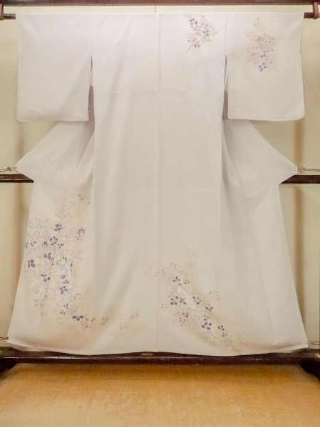 画像1: O1003B 女性用 訪問着   シルク（正絹） 淡い桃色,  桜 【中古】【USED】【リサイクル】 ★★☆☆☆【O1003B】 (1)