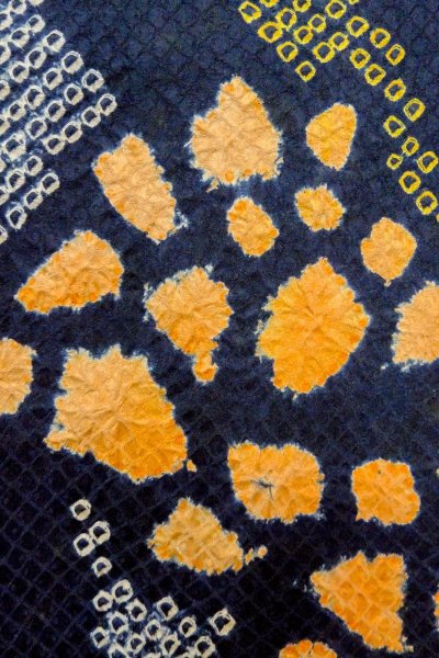 画像6: O1003C 女性用 訪問着   シルク（正絹） 深い藍,  花 【中古】【USED】【リサイクル】 ★★☆☆☆【O1003C】 (6)