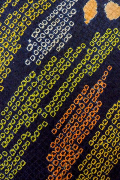 画像9: O1003C 女性用 訪問着   シルク（正絹） 深い藍,  花 【中古】【USED】【リサイクル】 ★★☆☆☆【O1003C】 (9)