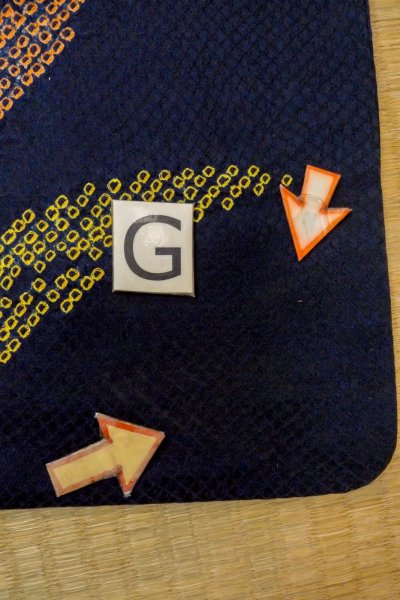 画像23: O1003C 女性用 訪問着   シルク（正絹） 深い藍,  花 【中古】【USED】【リサイクル】 ★★☆☆☆【O1003C】 (23)