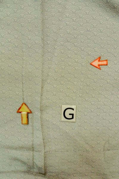 画像21: O1003D 女性用 訪問着   シルク（正絹） 淡い灰色がかった水色,  菊 【中古】【USED】【リサイクル】 ★★☆☆☆【O1003D】 (21)