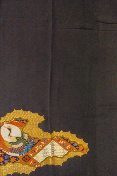 画像6: O1003G 女性用 留袖   シルク（正絹） 黒,  菊 【中古】【USED】【リサイクル】 ★★★☆☆【O1003G】 (6)