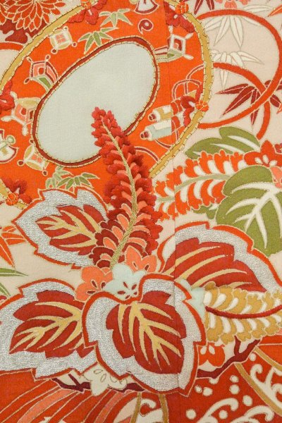 画像19: O1105A 女性用 振袖   シルク（正絹） 薄い桃色,  ぼたん 【中古】【USED】【リサイクル】 ★★☆☆☆【O1105A】 (19)