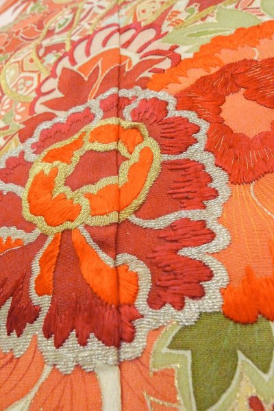 画像21: O1105A 女性用 振袖   シルク（正絹） 薄い桃色,  ぼたん 【中古】【USED】【リサイクル】 ★★☆☆☆【O1105A】 (21)