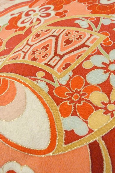 画像27: O1105A 女性用 振袖   シルク（正絹） 薄い桃色,  ぼたん 【中古】【USED】【リサイクル】 ★★☆☆☆【O1105A】 (27)