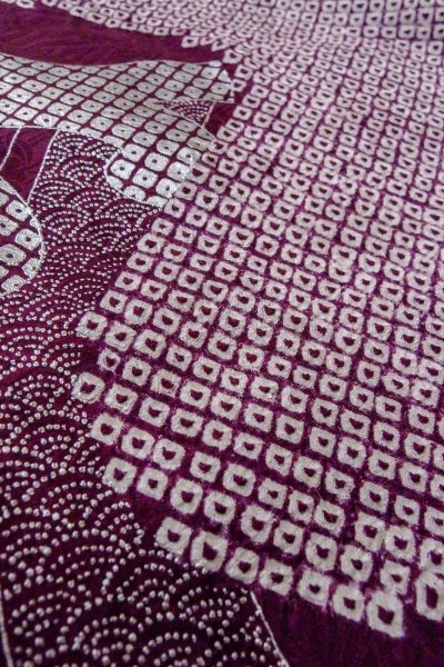 画像18: O1126A 女性用 振袖   シルク（正絹） 白,  ぼたん 【中古】【USED】【リサイクル】 ★★★☆☆【O1126A】 (18)