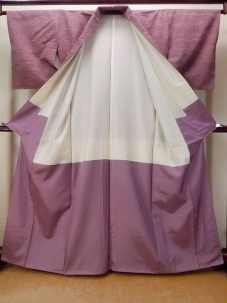 画像2: O1126G 女性用 紬   シルク（正絹） 灰色がかった藤色,  【中古】【USED】【リサイクル】 ★★★☆☆【O1126G】 (2)