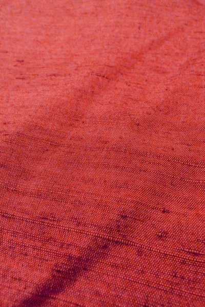 画像8: O1126H 女性用 紬   シルク（正絹） 鮮やか朱赤,  縞 【中古】【USED】【リサイクル】 ★★★★☆【O1126H】 (8)