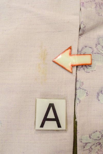 画像14: O1126J 女性用 紬   シルク（正絹） 淡い桃色,  花 【中古】【USED】【リサイクル】 ★★☆☆☆【O1126J】 (14)