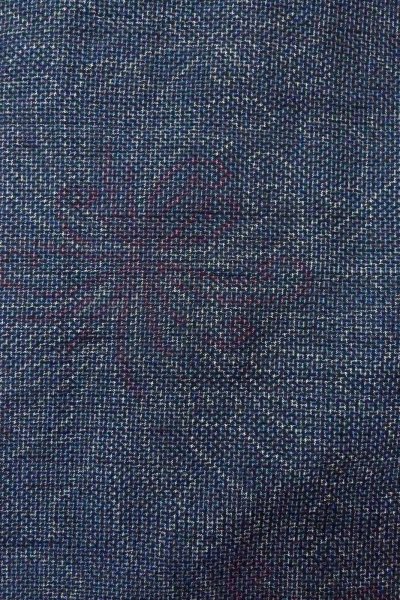 画像5: O1126K 女性用 紬   シルク（正絹） 淡い紺,  菊 【中古】【USED】【リサイクル】 ★★★☆☆【O1126K】 (5)