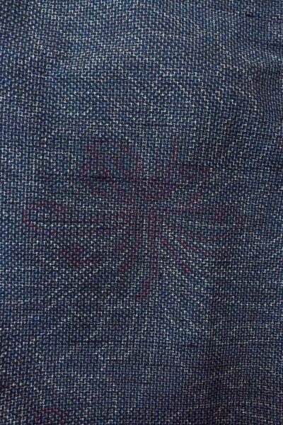 画像7: O1126K 女性用 紬   シルク（正絹） 淡い紺,  菊 【中古】【USED】【リサイクル】 ★★★☆☆【O1126K】 (7)