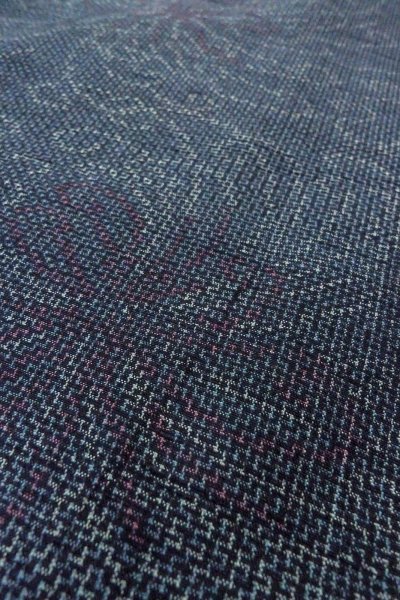 画像8: O1126K 女性用 紬   シルク（正絹） 淡い紺,  菊 【中古】【USED】【リサイクル】 ★★★☆☆【O1126K】 (8)