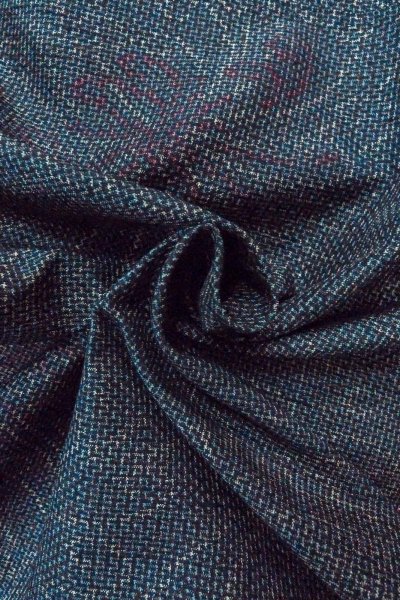 画像11: O1126K 女性用 紬   シルク（正絹） 淡い紺,  菊 【中古】【USED】【リサイクル】 ★★★☆☆【O1126K】 (11)