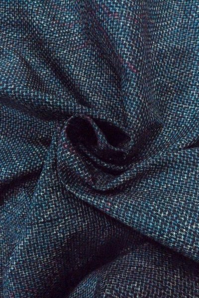 画像12: O1126K 女性用 紬   シルク（正絹） 淡い紺,  菊 【中古】【USED】【リサイクル】 ★★★☆☆【O1126K】 (12)