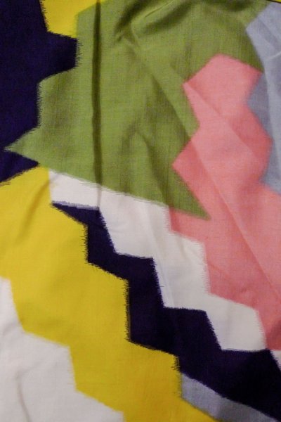 画像3: O1126M 女性用 織   シルク（正絹） マルチカラー,  抽象的模様 【中古】【USED】【リサイクル】 ★★☆☆☆【O1126M】 (3)