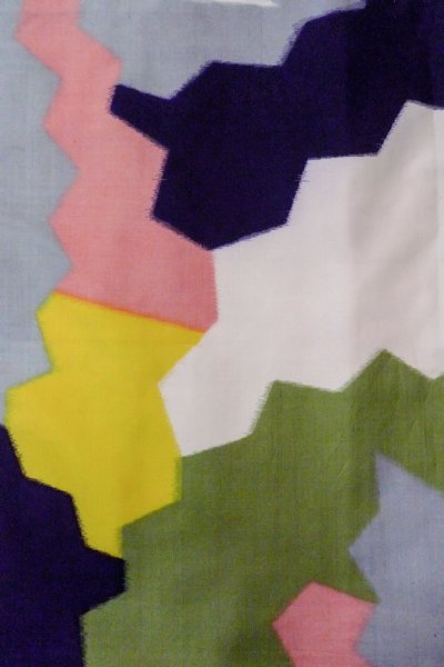 画像4: O1126M 女性用 織   シルク（正絹） マルチカラー,  抽象的模様 【中古】【USED】【リサイクル】 ★★☆☆☆【O1126M】 (4)