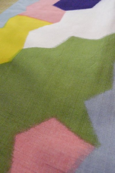 画像8: O1126M 女性用 織   シルク（正絹） マルチカラー,  抽象的模様 【中古】【USED】【リサイクル】 ★★☆☆☆【O1126M】 (8)