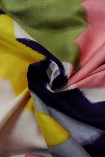 画像12: O1126M 女性用 織   シルク（正絹） マルチカラー,  抽象的模様 【中古】【USED】【リサイクル】 ★★☆☆☆【O1126M】 (12)