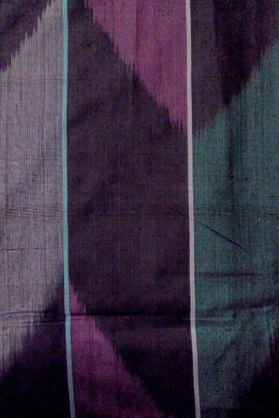 画像4: O1126O 女性用 紬   シルク（正絹） 深いマルチカラー,  縞 【中古】【USED】【リサイクル】 ★★★☆☆【O1126O】 (4)