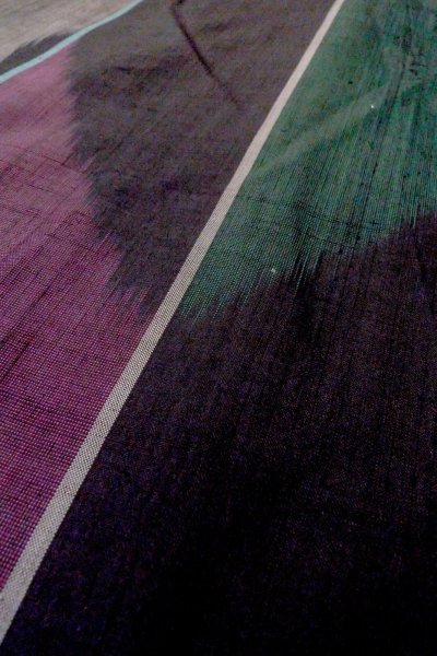 画像8: O1126O 女性用 紬   シルク（正絹） 深いマルチカラー,  縞 【中古】【USED】【リサイクル】 ★★★☆☆【O1126O】 (8)