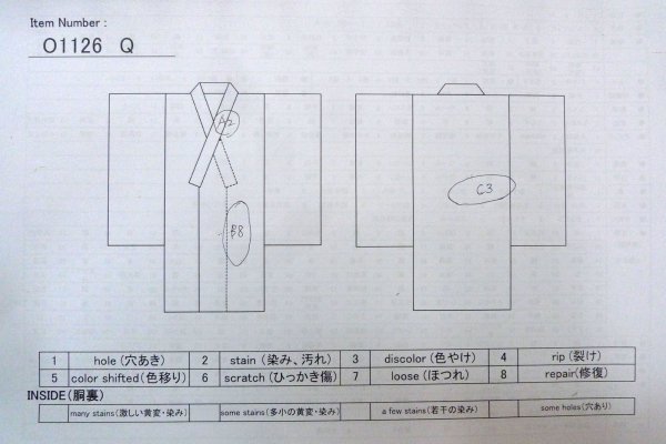 画像13: O1126Q 女性用 織   シルク（正絹） 藍,  縞 【中古】【USED】【リサイクル】 ★☆☆☆☆【O1126Q】 (13)