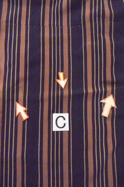 画像16: O1126Q 女性用 織   シルク（正絹） 藍,  縞 【中古】【USED】【リサイクル】 ★☆☆☆☆【O1126Q】 (16)