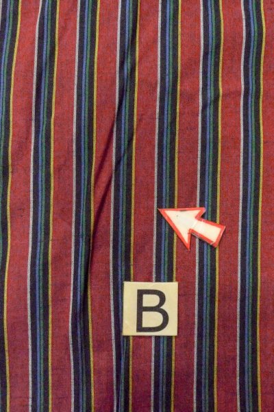 画像15: O1126R 女性用 紬   シルク（正絹） 深い赤色,  縞 【中古】【USED】【リサイクル】 ★★★☆☆【O1126R】 (15)