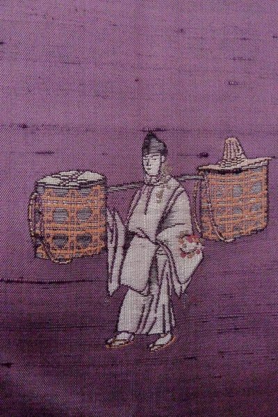 画像8: O1126Z 女性用 付下げ   シルク（正絹） 藤色,  人々 【中古】【USED】【リサイクル】 ★★☆☆☆【O1126Z】 (8)