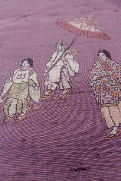 画像12: O1126Z 女性用 付下げ   シルク（正絹） 藤色,  人々 【中古】【USED】【リサイクル】 ★★☆☆☆【O1126Z】 (12)