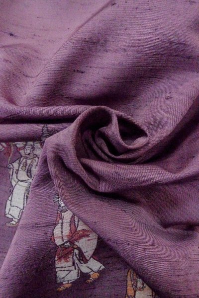 画像14: O1126Z 女性用 付下げ   シルク（正絹） 藤色,  人々 【中古】【USED】【リサイクル】 ★★☆☆☆【O1126Z】 (14)