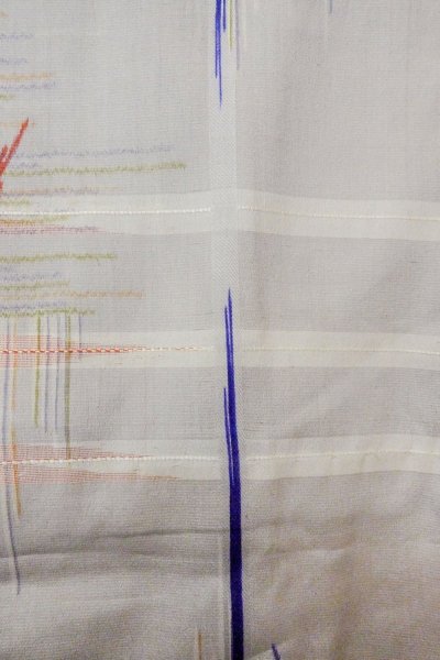 画像8: O1127C 女性用 単衣   シルク（正絹） 薄い灰色,  線 【中古】【USED】【リサイクル】 ★☆☆☆☆【O1127C】 (8)