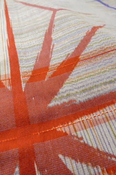 画像10: O1127C 女性用 単衣   シルク（正絹） 薄い灰色,  線 【中古】【USED】【リサイクル】 ★☆☆☆☆【O1127C】 (10)