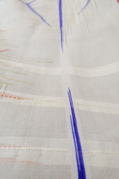 画像11: O1127C 女性用 単衣   シルク（正絹） 薄い灰色,  線 【中古】【USED】【リサイクル】 ★☆☆☆☆【O1127C】 (11)