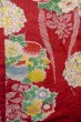 画像4: O1205A 女性用 羽織   シルク（正絹） 深い赤色,  花 【中古】【USED】【リサイクル】 ★☆☆☆☆【O1205A】 (4)