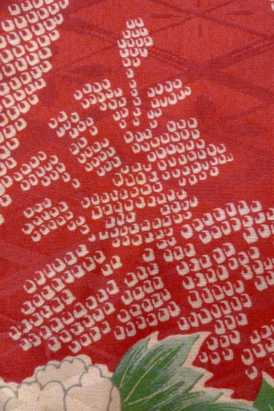 画像6: O1205A 女性用 羽織   シルク（正絹） 深い赤色,  花 【中古】【USED】【リサイクル】 ★☆☆☆☆【O1205A】 (6)