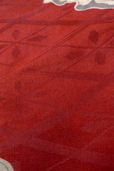 画像9: O1205A 女性用 羽織   シルク（正絹） 深い赤色,  花 【中古】【USED】【リサイクル】 ★☆☆☆☆【O1205A】 (9)