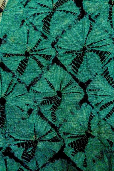 画像6: O1205C 女性用 羽織   シルク（正絹） 鮮やか青緑色,  車輪 【中古】【USED】【リサイクル】 ★☆☆☆☆【O1205C】 (6)