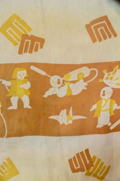 画像13: O1205C 女性用 羽織   シルク（正絹） 鮮やか青緑色,  車輪 【中古】【USED】【リサイクル】 ★☆☆☆☆【O1205C】 (13)