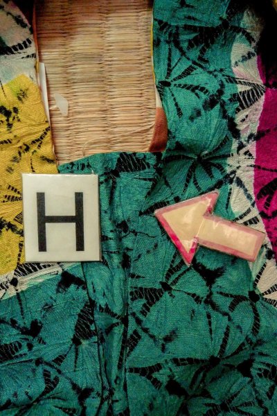 画像22: O1205C 女性用 羽織   シルク（正絹） 鮮やか青緑色,  車輪 【中古】【USED】【リサイクル】 ★☆☆☆☆【O1205C】 (22)