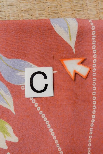 画像17: O1205E 女性用 羽織   シルク（正絹） 鮮やか桃色,  鉄線 【中古】【USED】【リサイクル】 ★☆☆☆☆【O1205E】 (17)